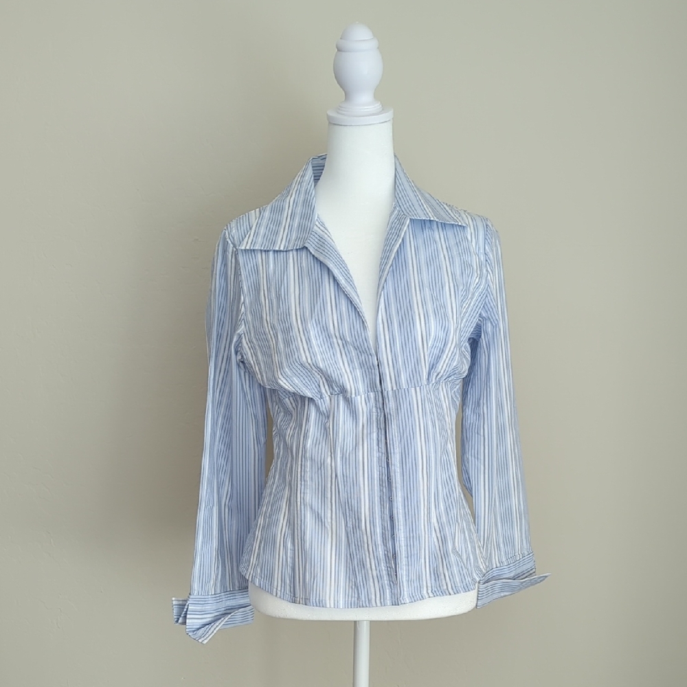 New York & Company Light Blue Slim Fit Shirt, 4